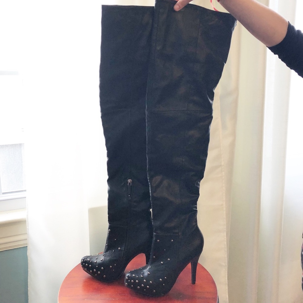 Dollhouse “Starz” Black Studded Thigh-High Boots